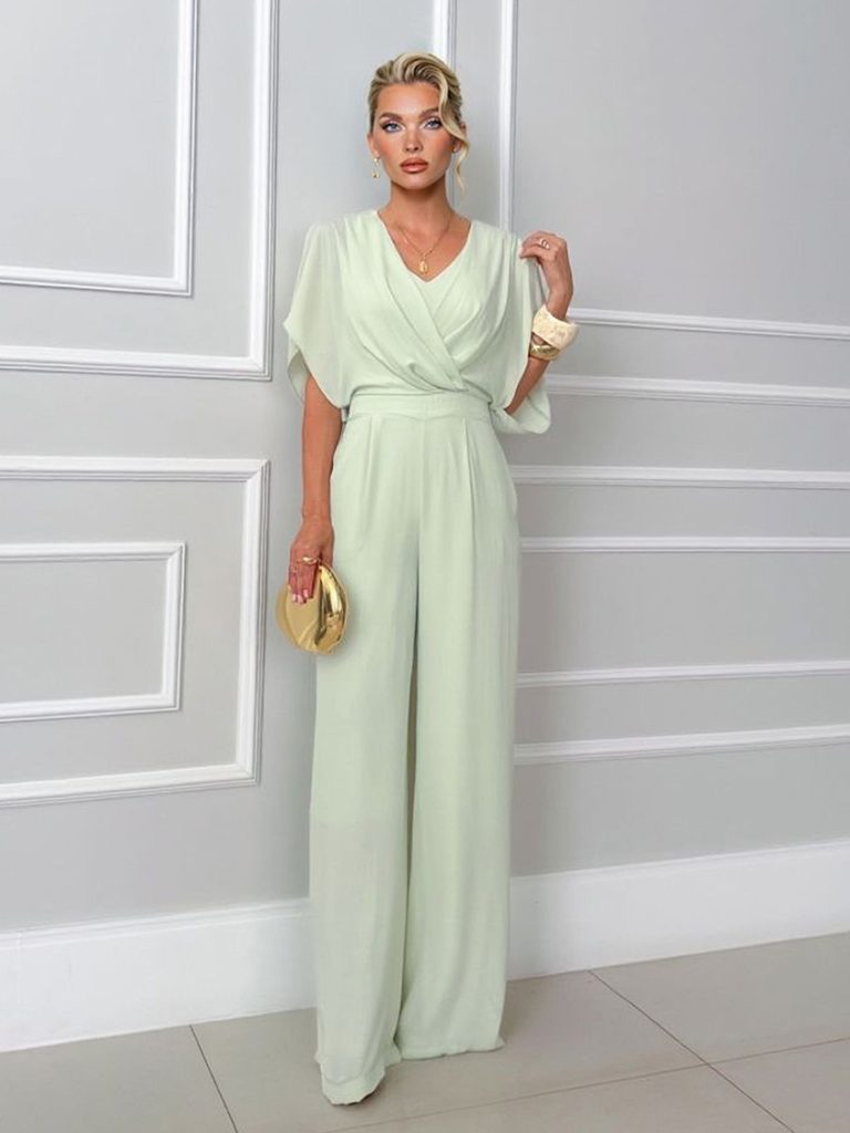 V-Neck Elegant Jumpsuit