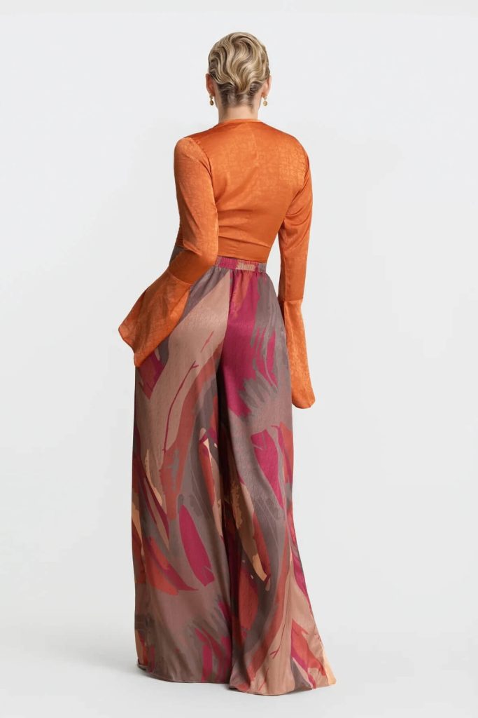 Printed High-Waisted Wide-Leg Casual Two-Piece Set