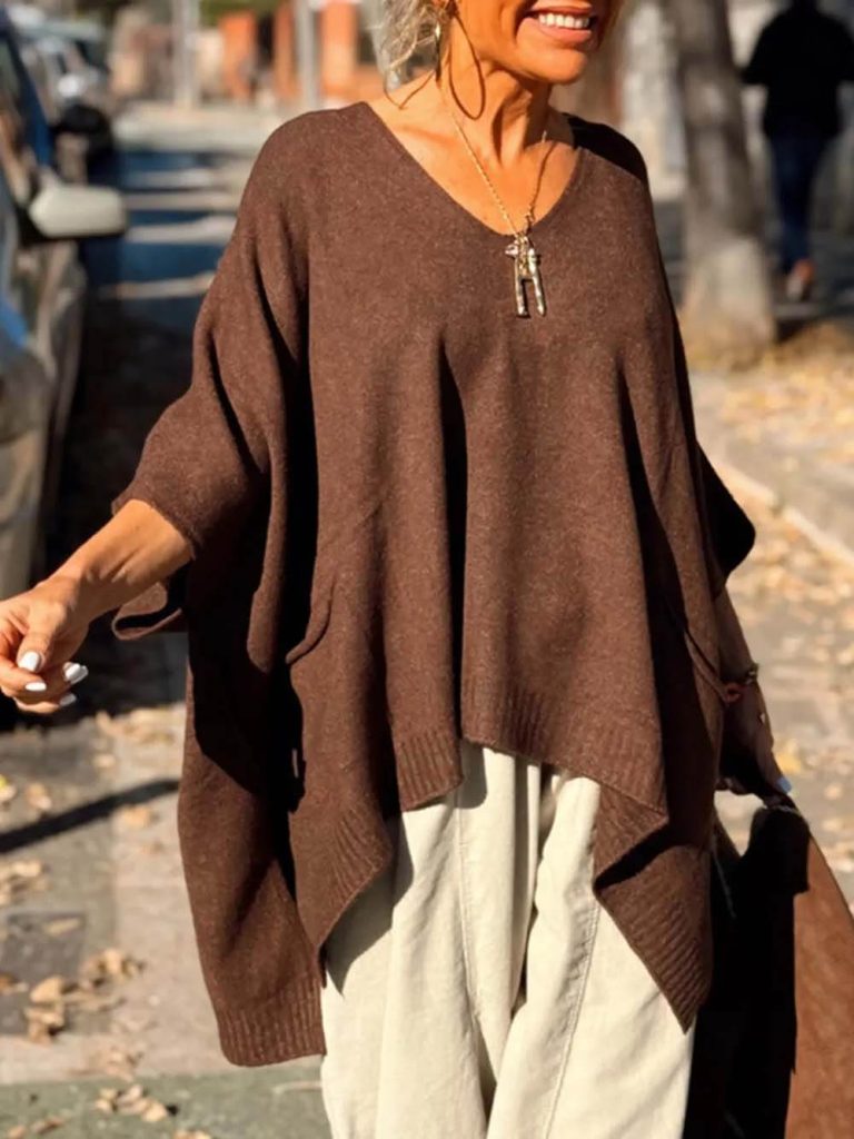 Knit V-Neck Loose Fit Sweater