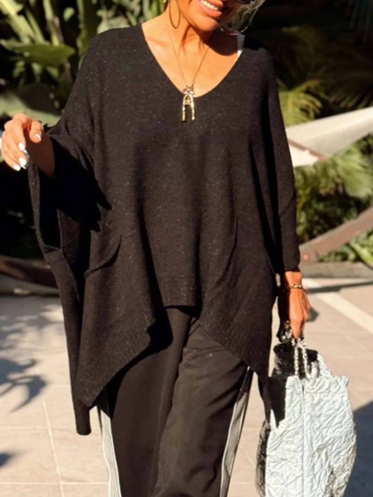 Knit V-Neck Loose Fit Sweater