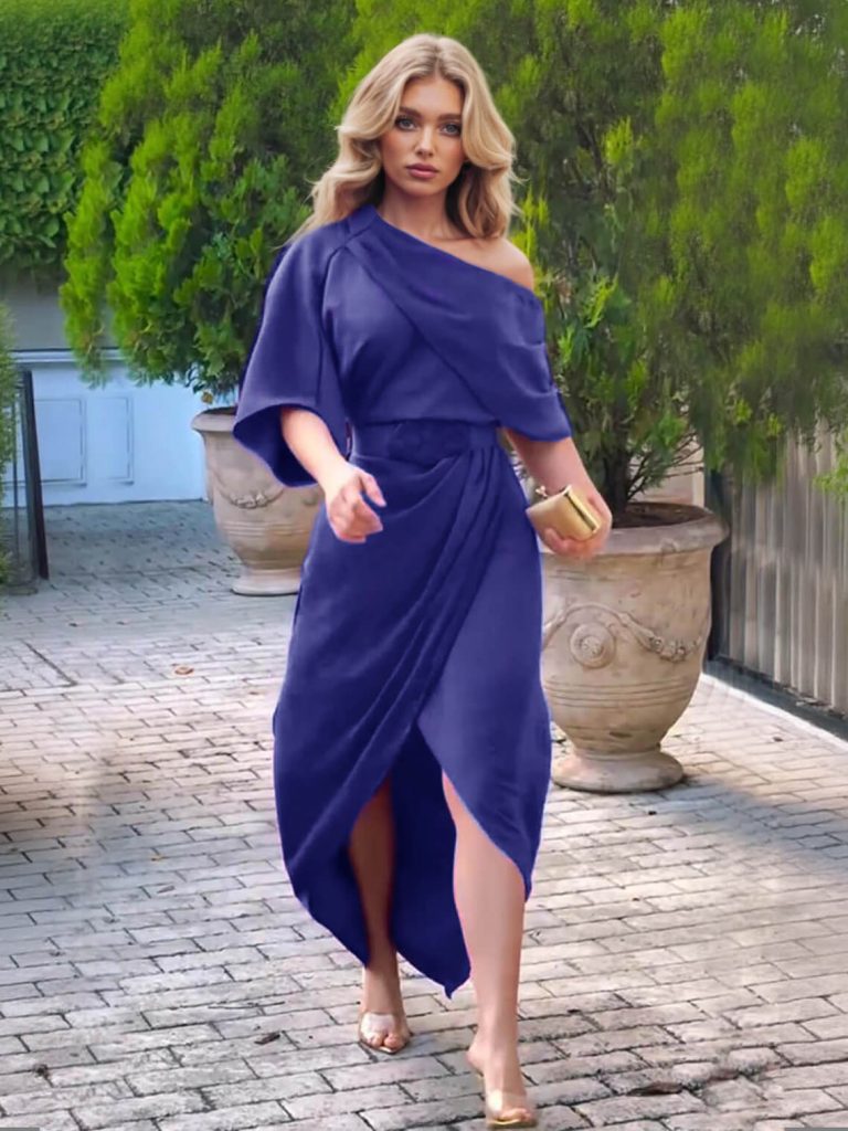 Satin Ruched Maxi Dress